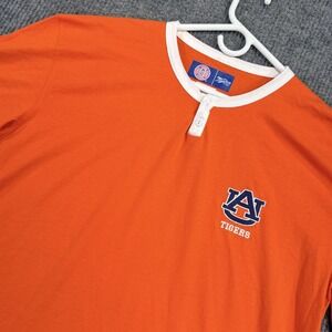 Auburn Tigers Franchise Club Shirt Mens XL Orange NCAA Football Henley Zip Hem